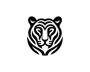 Tiger logo design vector template. Black and white silhouette tiger vector illustration.