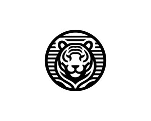 Tiger logo design vector template. Black and white silhouette tiger vector illustration.