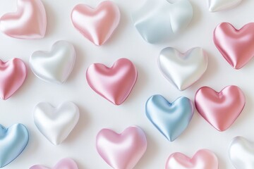Fototapeta premium A collection of colorful hearts against a pure white background, suitable for love-themed designs and Valentine's Day celebrations
