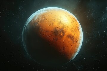Obraz premium A bright orange planet against a starry night sky