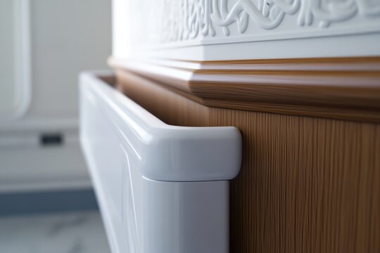 A close-up shot of a door handle on a cabinet, suitable for interior design or furniture-related projects