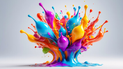 colorful paint splashs on a gray background