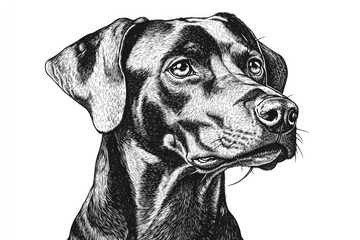A simple illustration of a dog in monochrome tones