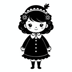 Christmas Cute Kids Little girl Black silhouette