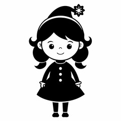 Christmas Cute Kids Little girl Black silhouette