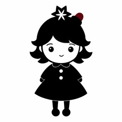 Christmas Cute Kids Little girl Black silhouette