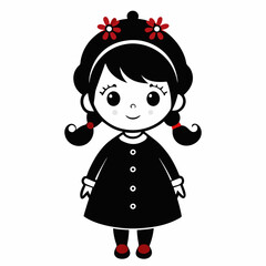 Christmas Cute Kids Little girl Black silhouette