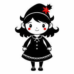 Christmas Cute Kids Little girl Black silhouette