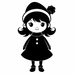 Christmas Cute Kids Little girl Black silhouette