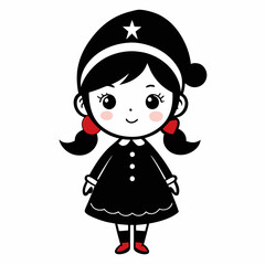Christmas Cute Kids Little girl Black silhouette