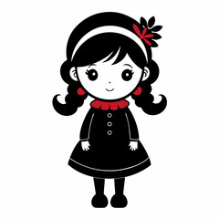 Christmas Cute Kids Little girl Black silhouette