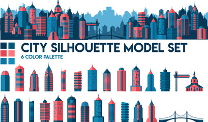 City Skyline Contstruction set with Modern Skyscrapers