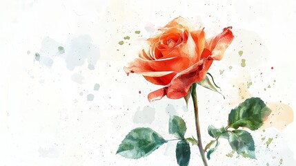 rose blooming in a watercolor painting style, with soft, blended colors,