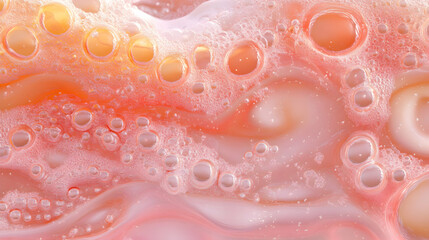 Fototapeta premium Abstract Coral Bubbles, A Textured Swirl of Peachy Hues, Forming Organic Patterns with Delicate Airy Foam