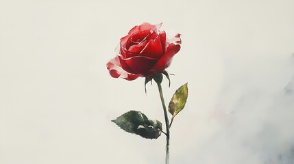 rose blooming in a watercolor painting style, with soft, blended colors,