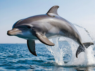Fototapeta premium a dolphin jumping out of the water