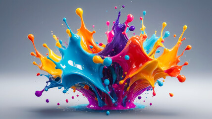 colorful paint splashs on a gray background
