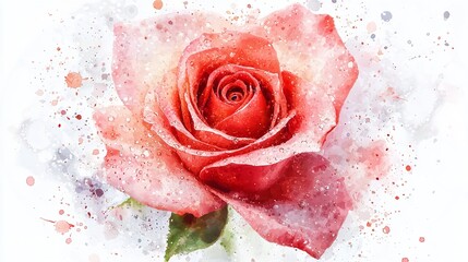 rose blooming in a watercolor painting style, with soft, blended colors,