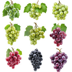 Green and red grapes, isolated on transparent background png
