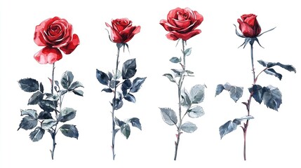 A watercolor drawing of roses in various stages of bloom.