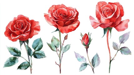 A watercolor drawing of roses in various stages of bloom.
