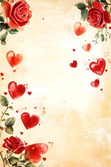 Romantic Valentine's Day Background with Roses and Hearts - Love and Celebration Design
