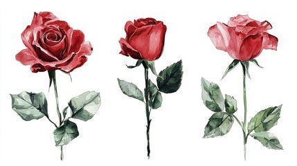 A watercolor drawing of roses in various stages of bloom.