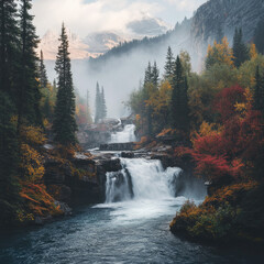 waterfall in autumn