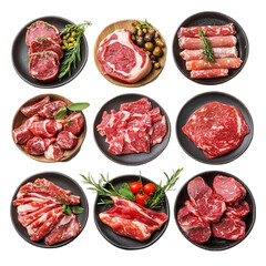Gourmet Meat Platters isolated on transparent background Images for Food Blogs and Menus