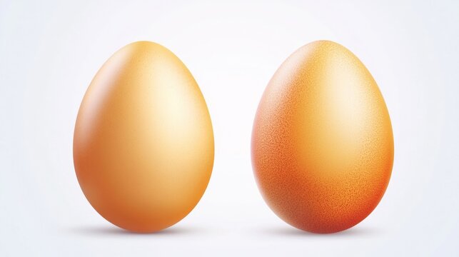 Two golden eggs on a white background