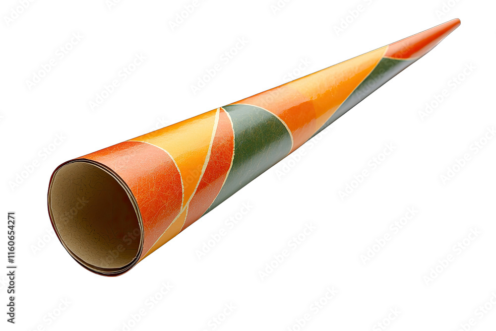 Poster Colorful cone shaped object with vibrant patterns and textures