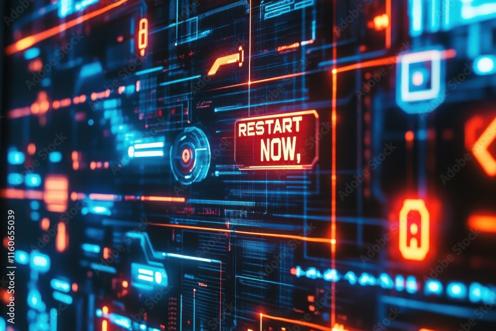 Aufkleber cybersecurity interface with neon accents featuring 