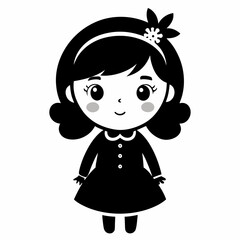 Cute Christmas Little Girl Black silhouette