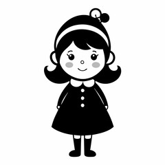 Cute Christmas Little Girl Black silhouette