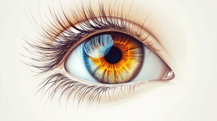 Fototapeta premium Close-up of a hazel eye with long eyelashes.