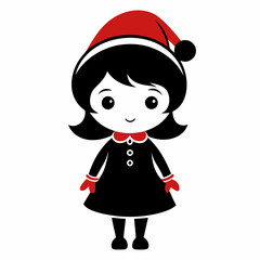 Cute Christmas Little Girl Black silhouette