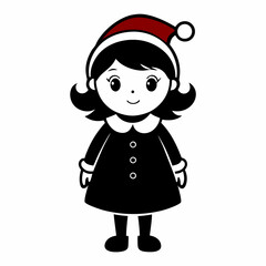 Cute Christmas Little Girl Black silhouette