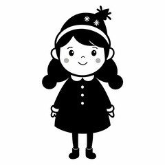 Cute Christmas Little Girl Black silhouette