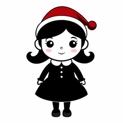 Cute Christmas Little Girl Black silhouette