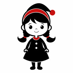 Cute Christmas Little Girl Black silhouette