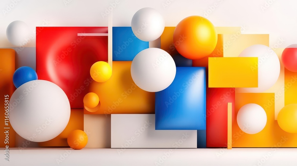 Poster abstract kinetic shapes in constant motion, generating an impression of fluidity and vitality, vivid