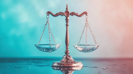 Elegant Balance Scale on Reflective Surface with Soft Lighting