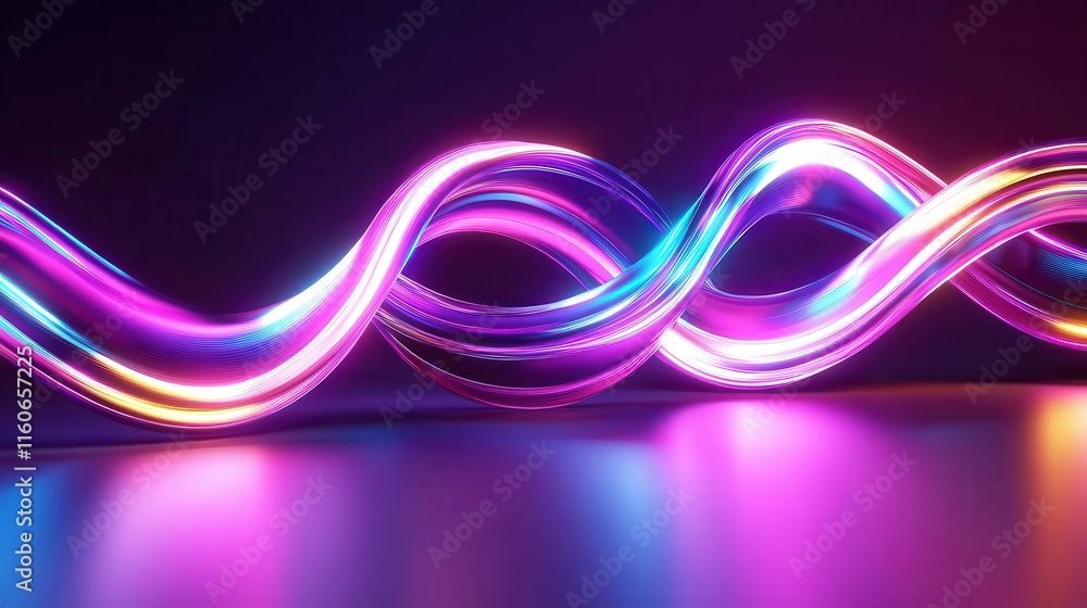 Poster flickering neon patterns forming kinetic loops, dynamic energy in motion visuals, futuristic design 