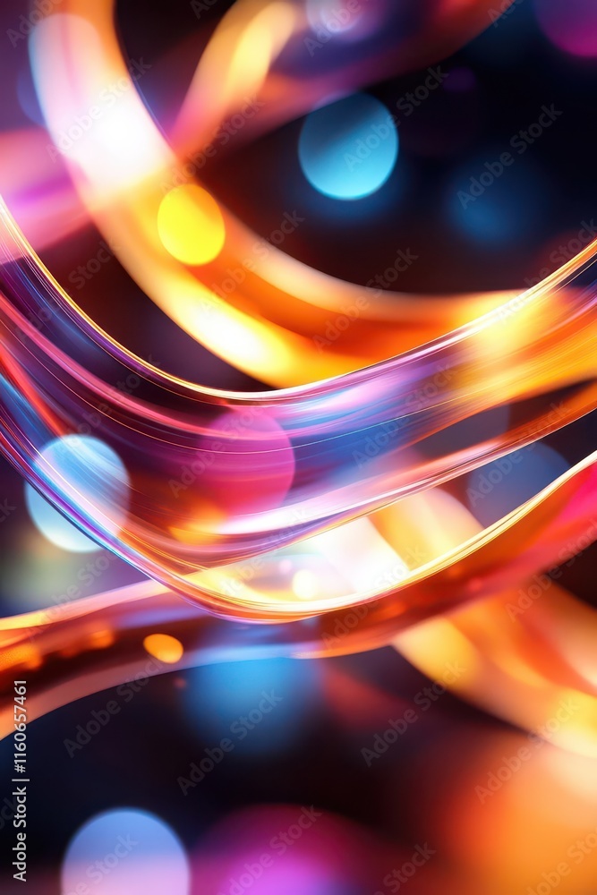 Poster abstract flowing ribbons of light forming intricate patterns, creating a mesmerizing design concept 