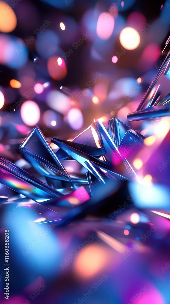Aufkleber dynamic geometric shapes shifting in motion, kinetic design with abstract energy flow, futuristic vi