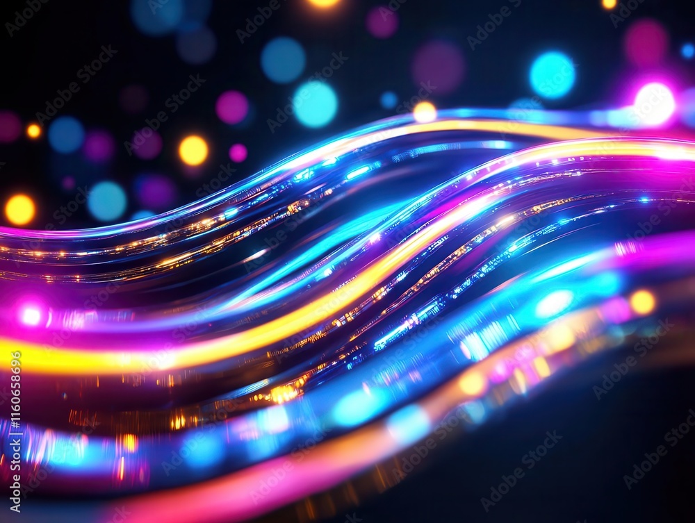 Poster shifting waves of light creating dynamic illusions, kinetic motion visuals, futuristic energy design