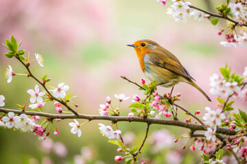Fototapeta premium a bird perched on a branch of a tree