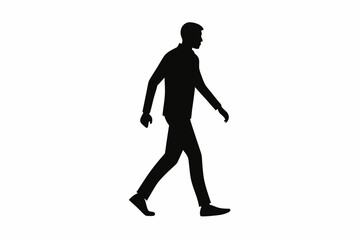 Businessman Silhouette Walking Vector on White Background.  A silhouette of a man walking

