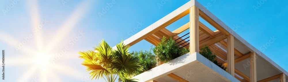 Poster angular concrete structure with exposed rebar, brutalist architecture, bold design concept incorpora