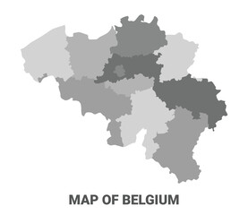 Fototapeta premium Belgium Greyscale political map simple flat illustration
